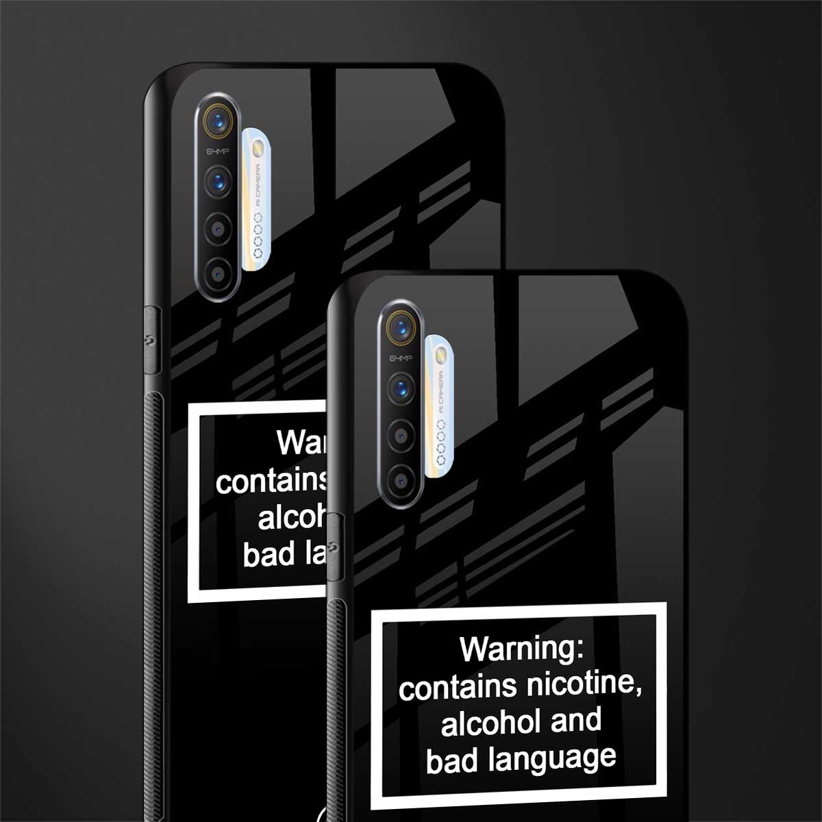 warning sign black edition glass case for realme x2 image-2