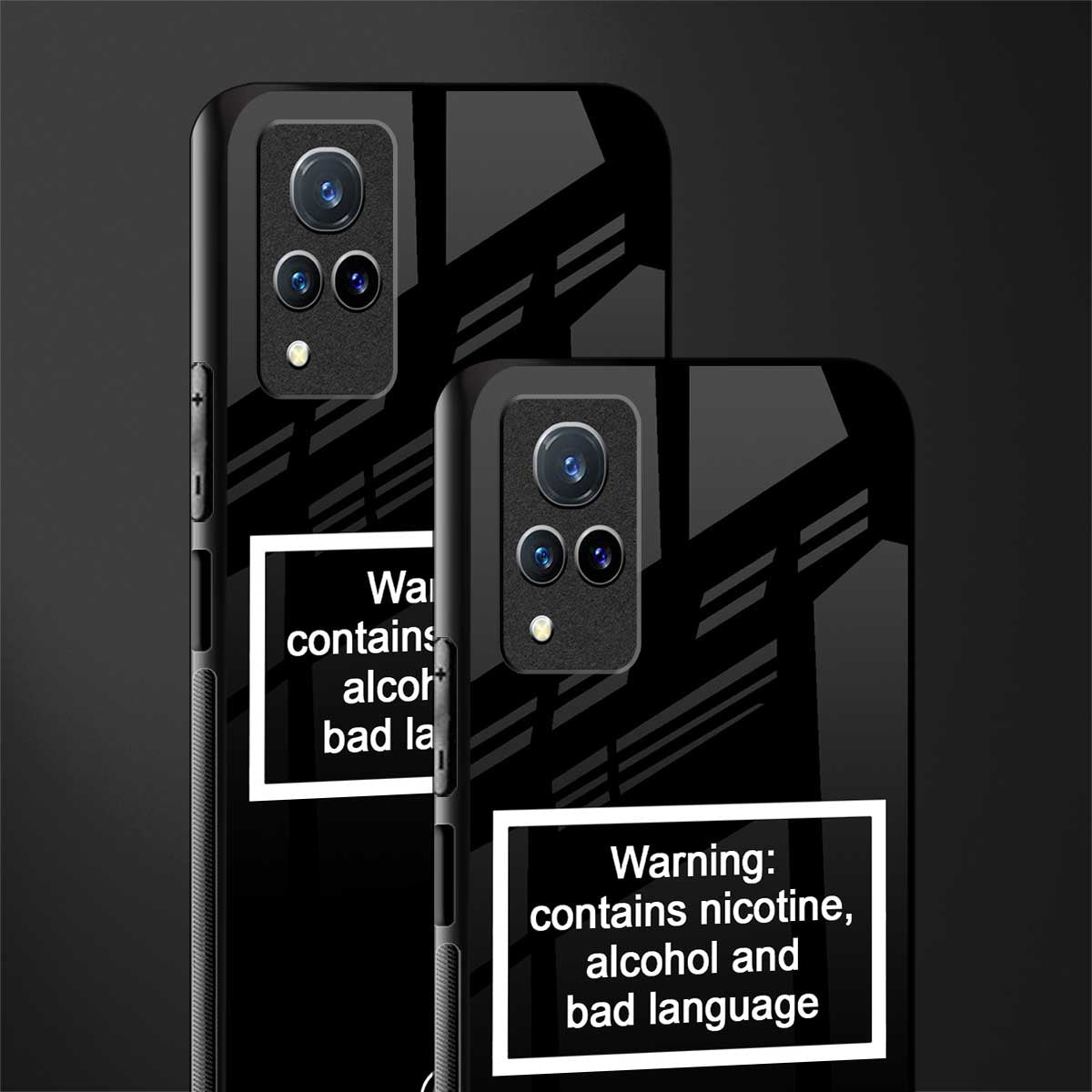 warning sign black edition glass case for vivo v21 5g image-2