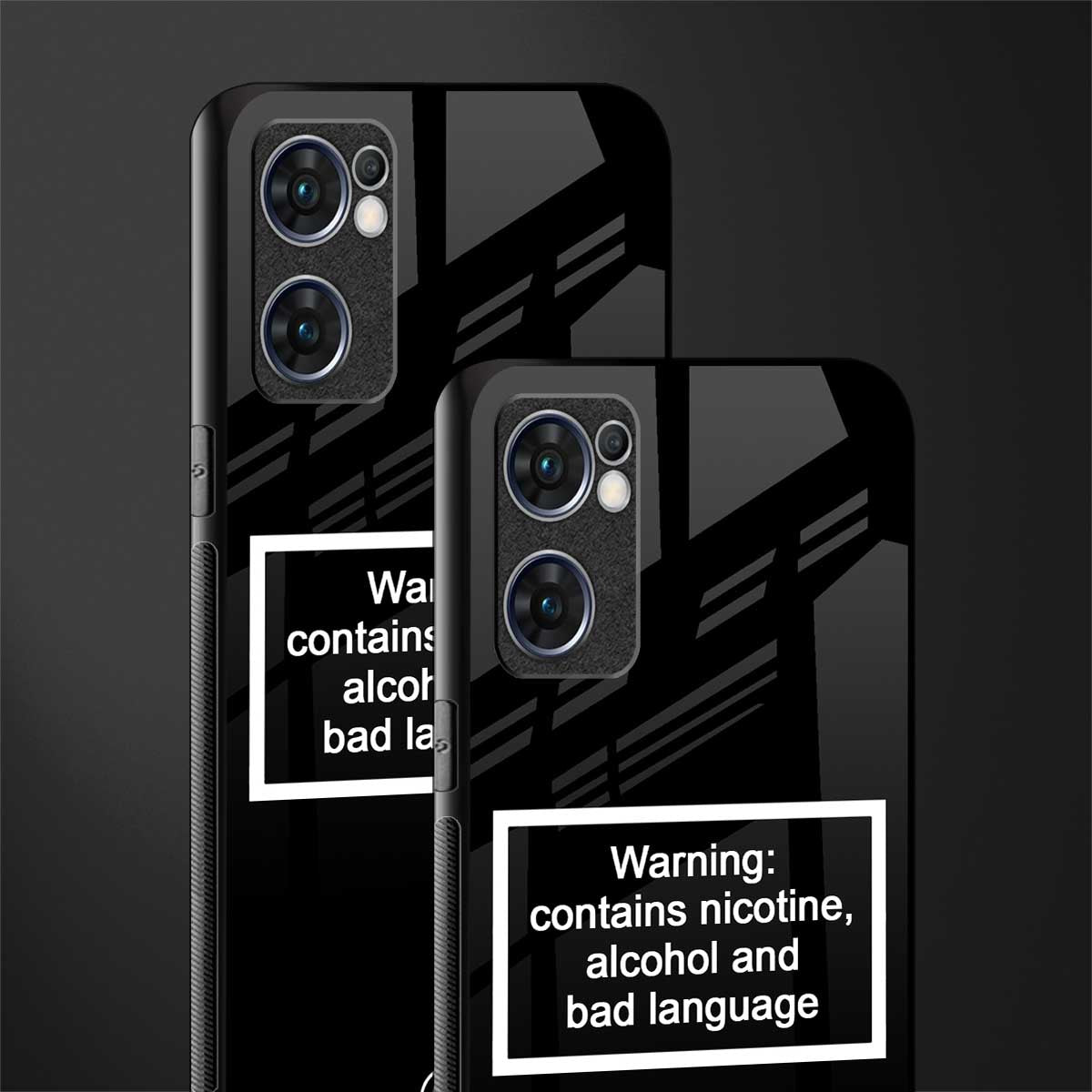 warning sign black edition glass case for oppo reno7 5g image-2