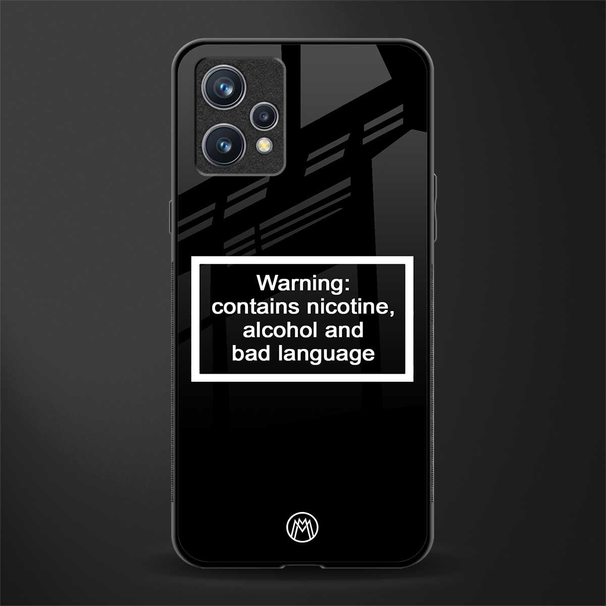 warning sign black edition glass case for realme 9 4g image