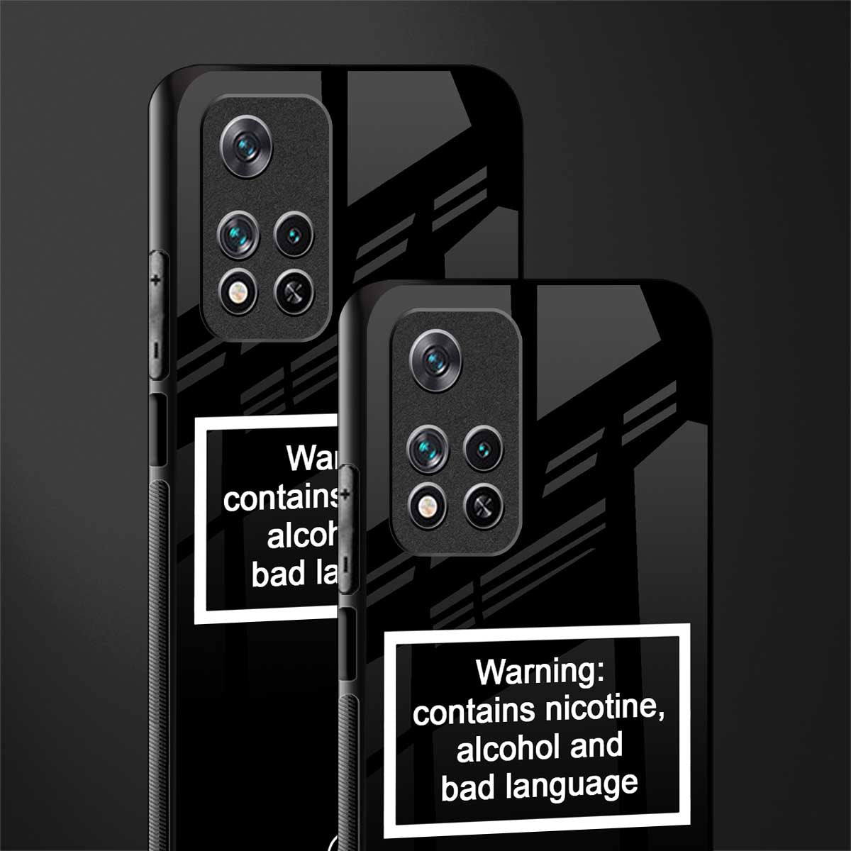 warning sign black edition glass case for poco m4 pro 5g image-2