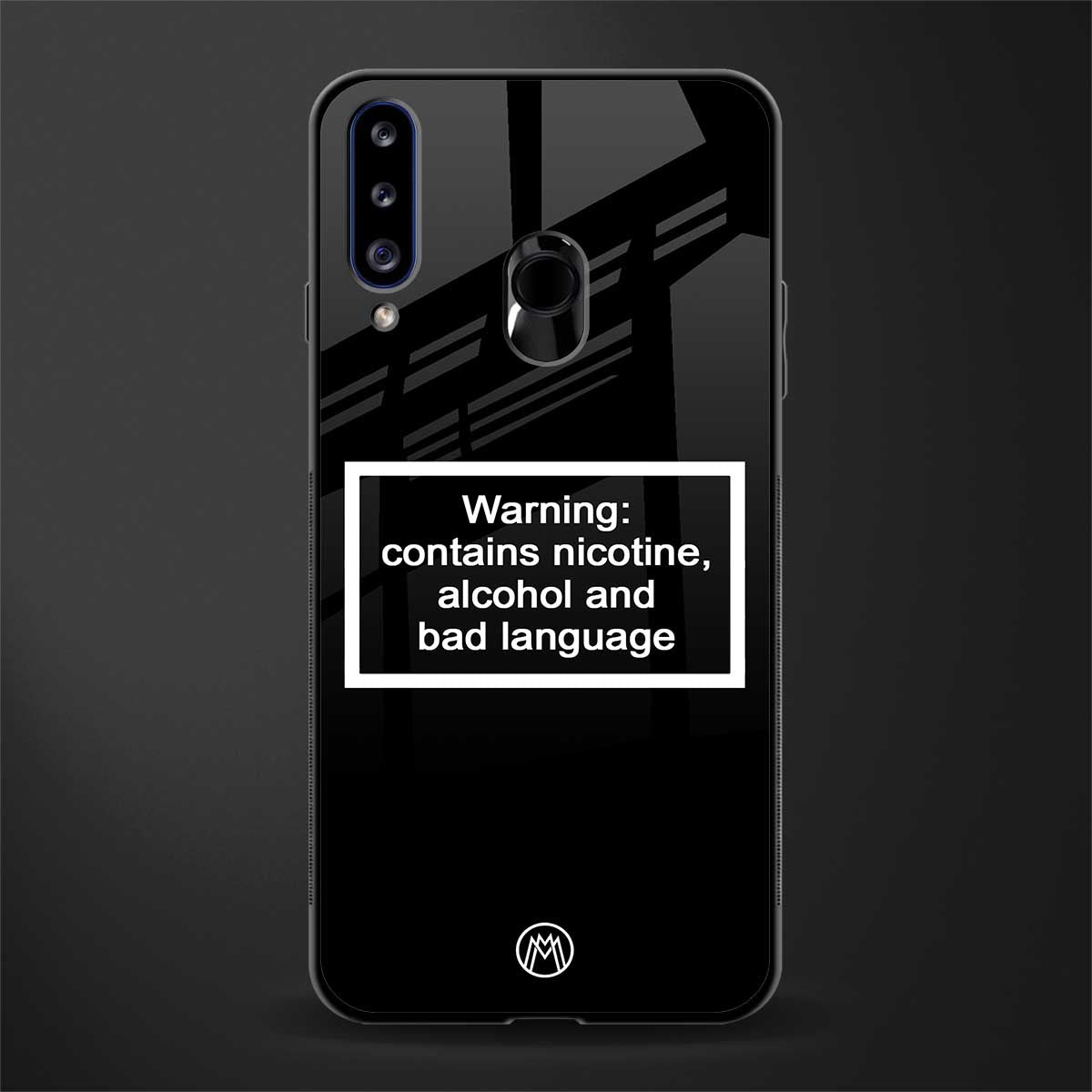 warning sign black edition glass case for samsung galaxy a20s image