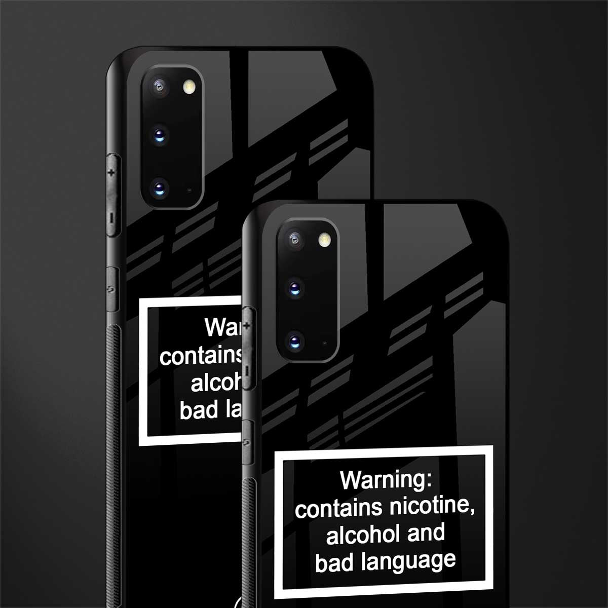 warning sign black edition glass case for samsung galaxy s20 image-2