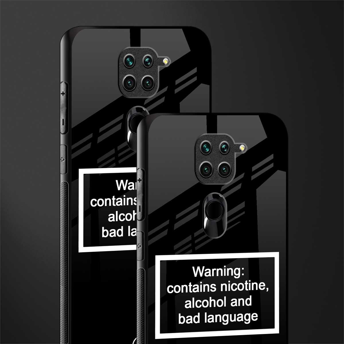 warning sign black edition glass case for redmi note 9 image-2