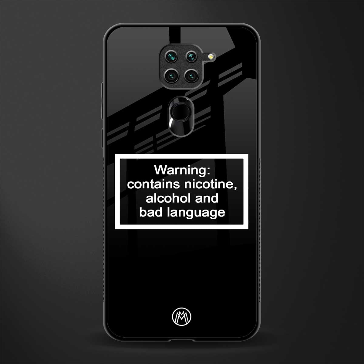 warning sign black edition glass case for redmi note 9 image