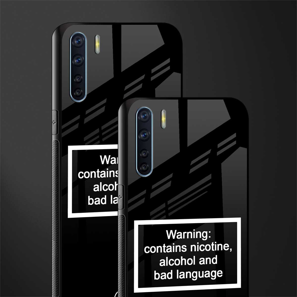warning sign black edition glass case for oppo f15 image-2