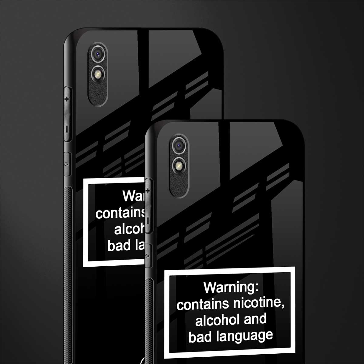 warning sign black edition glass case for redmi 9a image-2