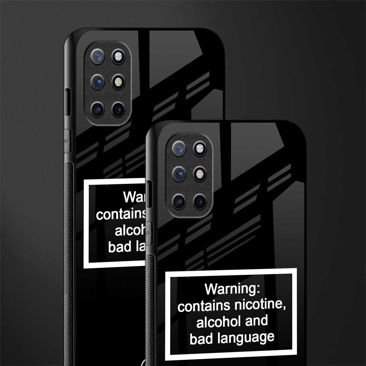 warning sign black edition glass case for oneplus 8t image-2