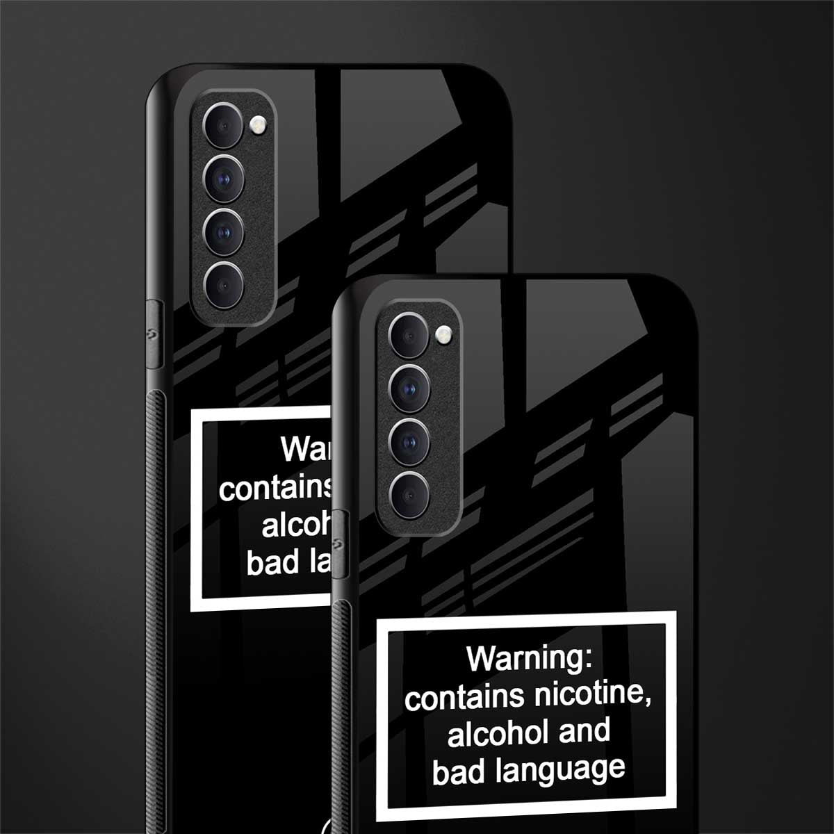 warning sign black edition glass case for oppo reno 4 pro image-2