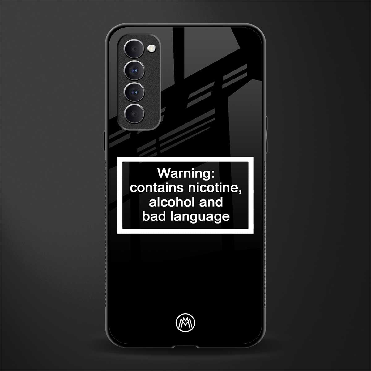 warning sign black edition glass case for oppo reno 4 pro image