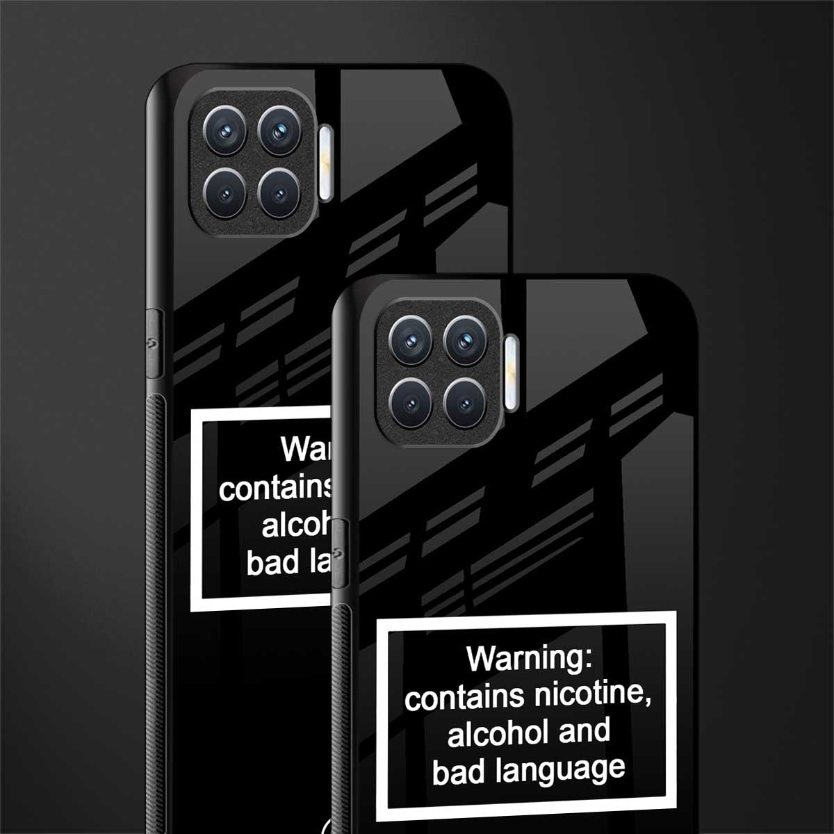 warning sign black edition glass case for oppo f17 pro image-2