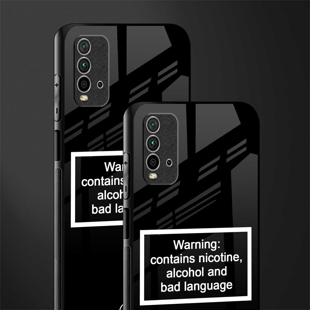 warning sign black edition glass case for redmi 9 power image-2