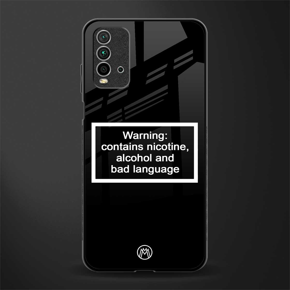 warning sign black edition glass case for redmi 9 power image
