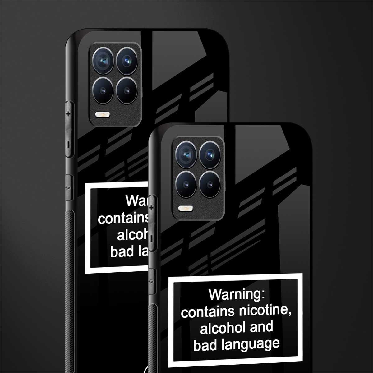 warning sign black edition glass case for realme 8 pro image-2