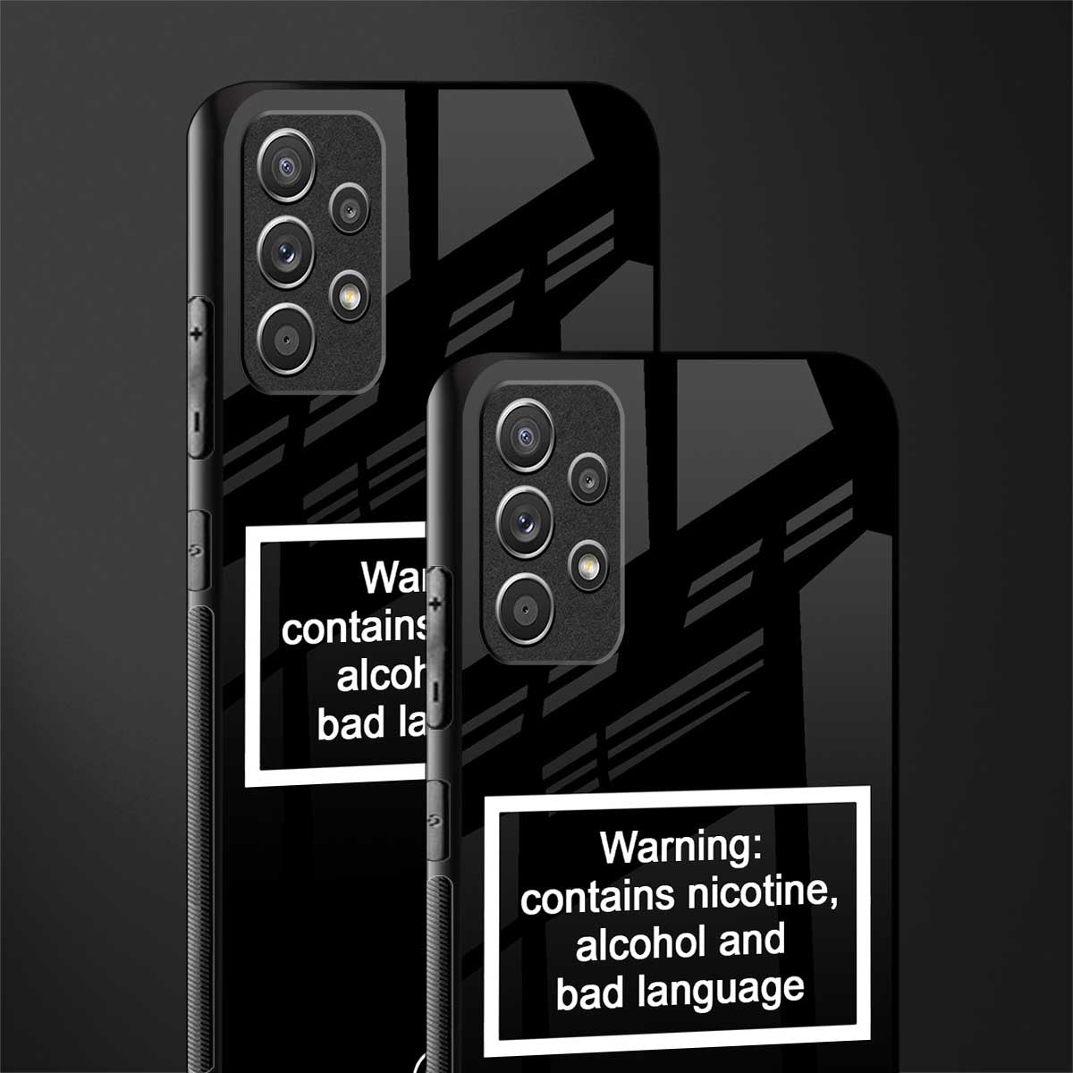 warning sign black edition glass case for samsung galaxy a72 image-2