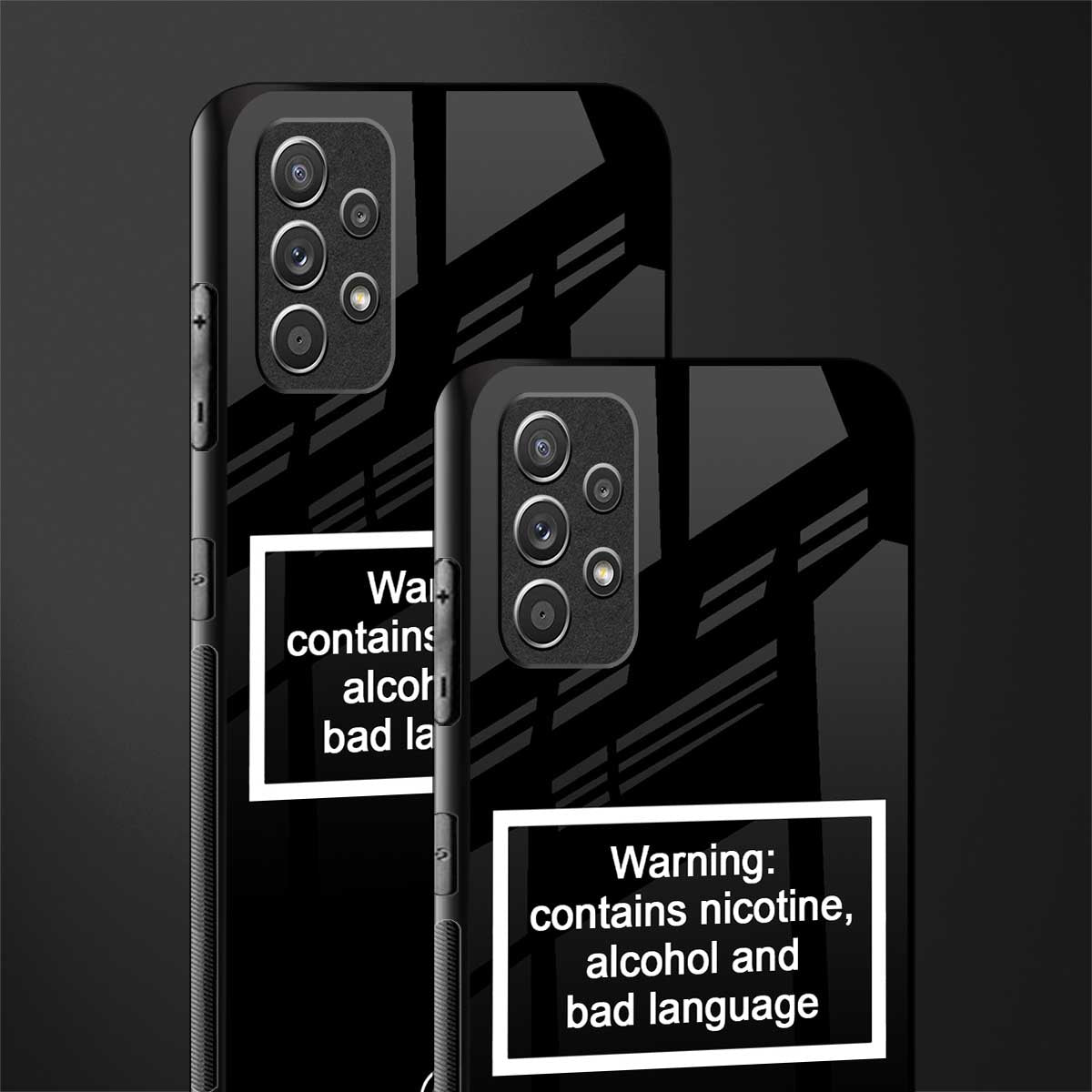 warning sign black edition glass case for samsung galaxy a32 4g image-2