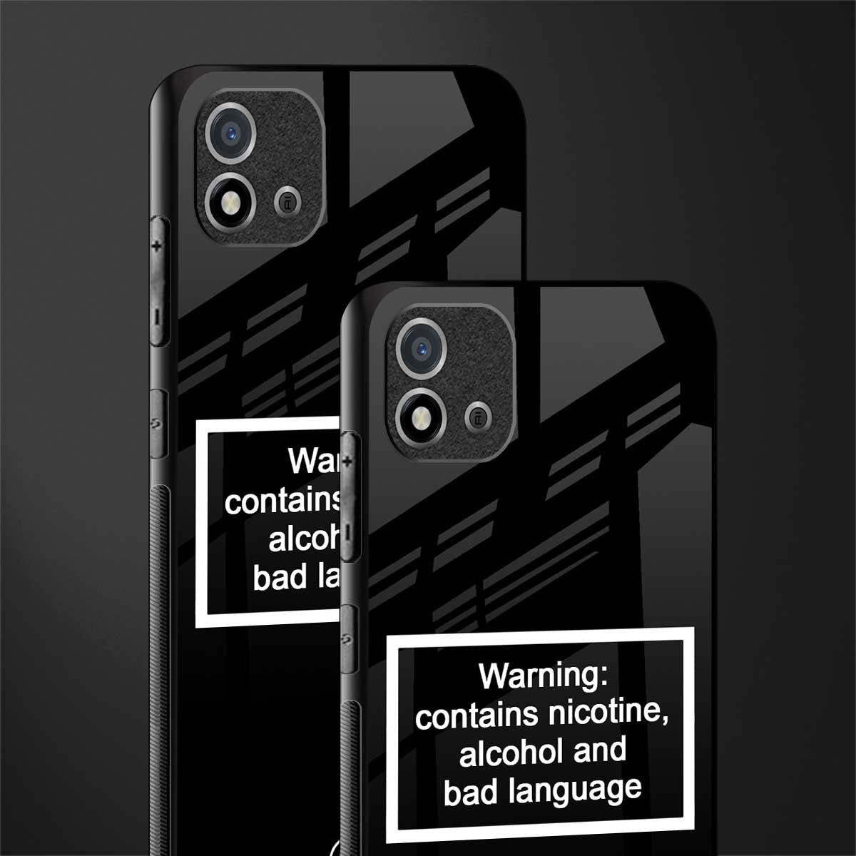 warning sign black edition glass case for realme c20 image-2