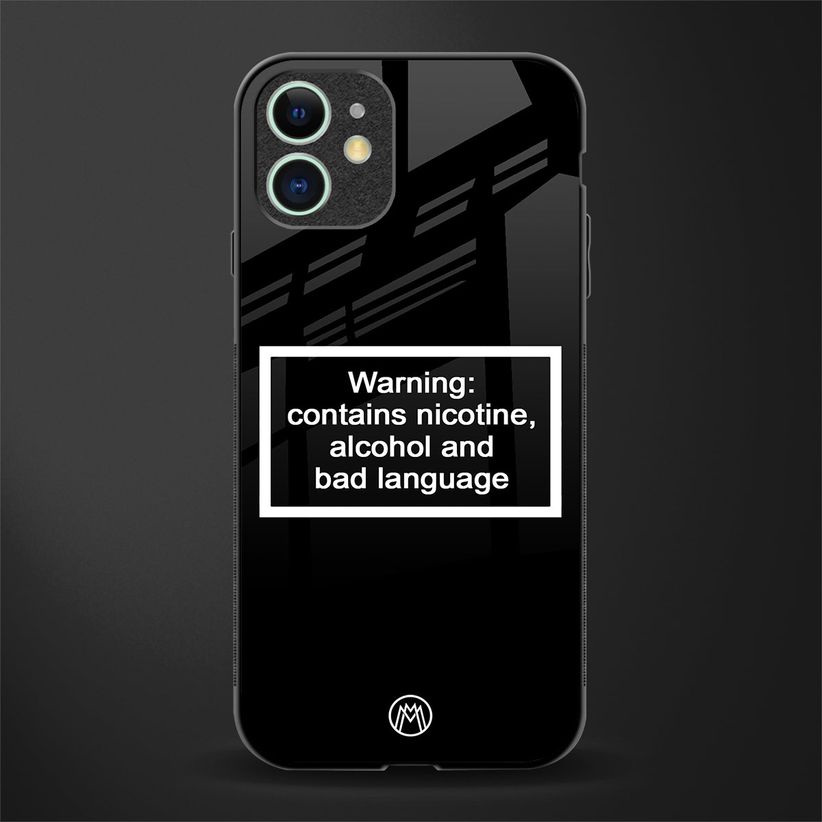 warning sign black edition glass case for iphone 11 image
