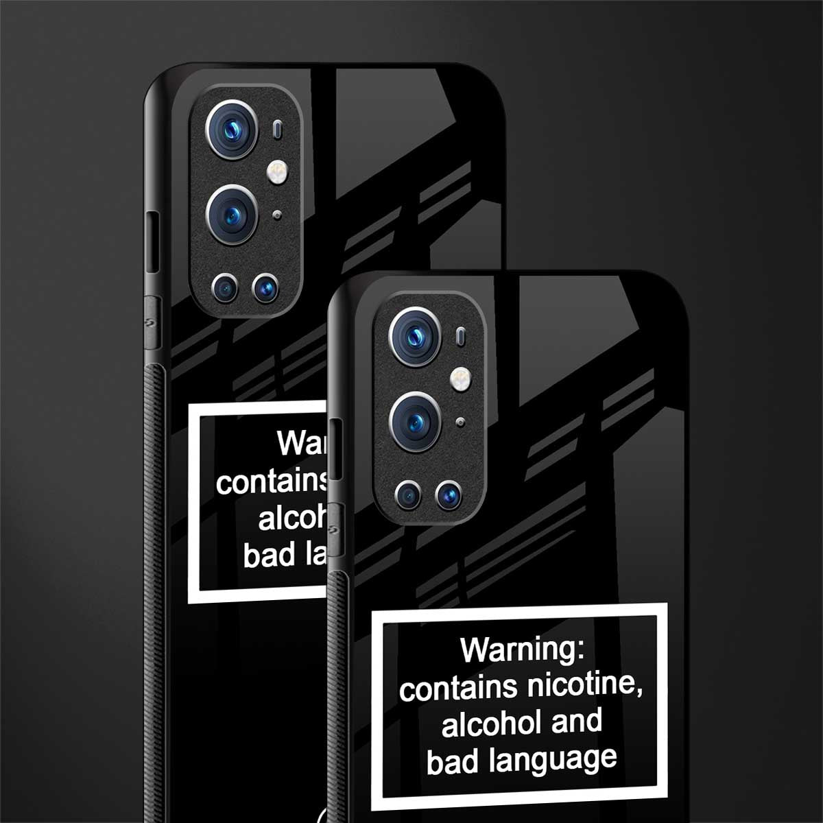 warning sign black edition glass case for oneplus 9 pro image-2