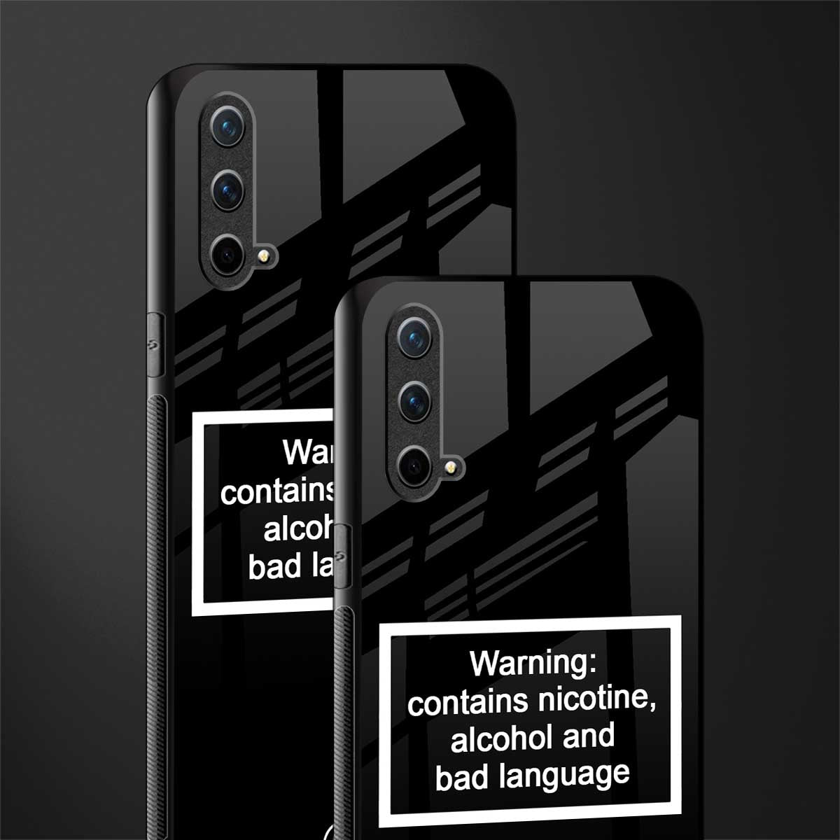 warning sign black edition glass case for oneplus nord ce 5g image-2
