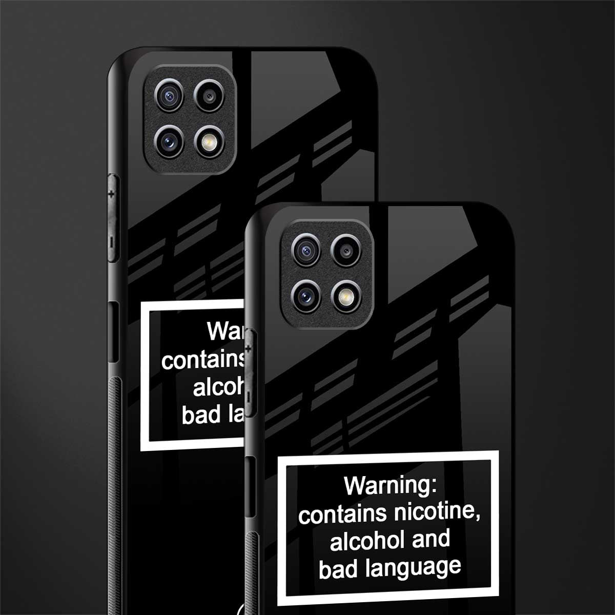warning sign black edition glass case for samsung galaxy a22 5g image-2