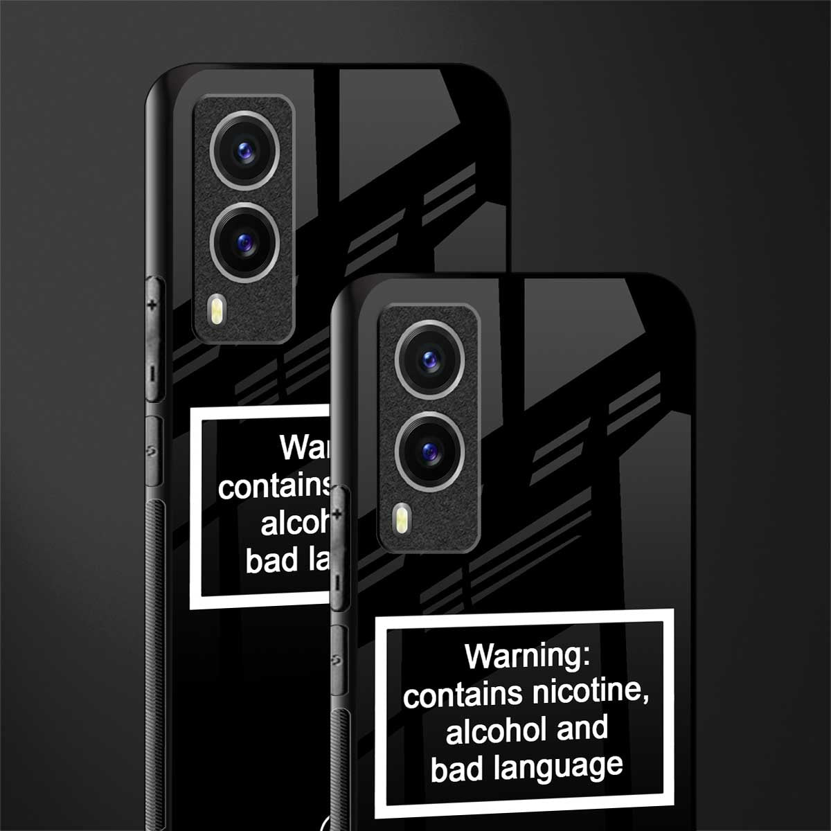 warning sign black edition glass case for vivo v21e 5g image-2