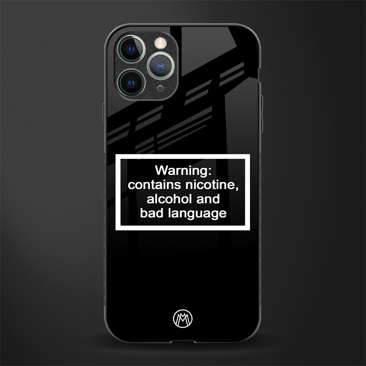 warning sign black edition glass case for iphone 11 pro image