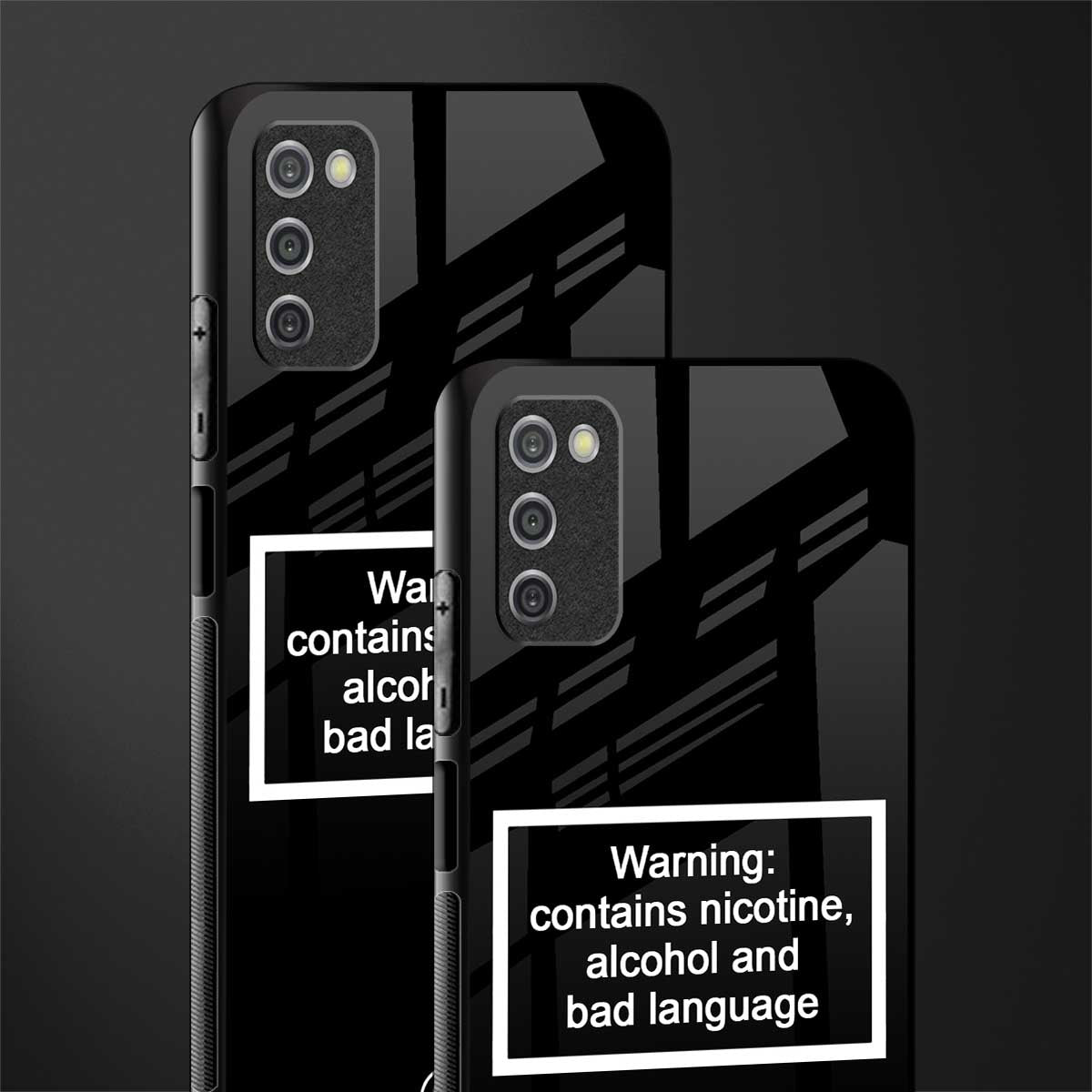 warning sign black edition glass case for samsung galaxy a03s image-2