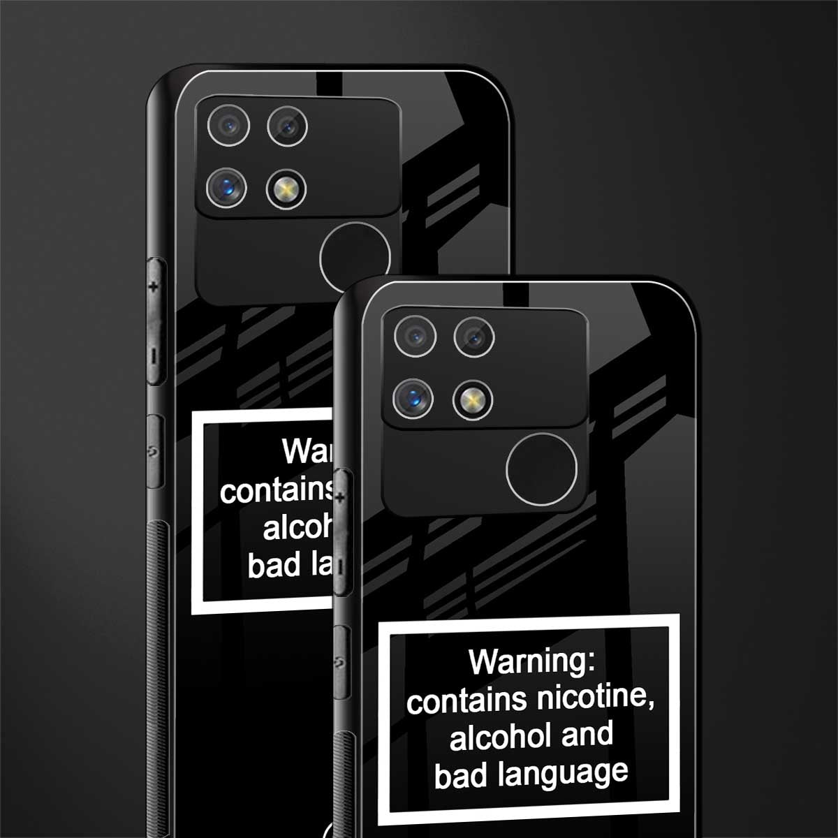 warning sign black edition back phone cover | glass case for realme narzo 50a