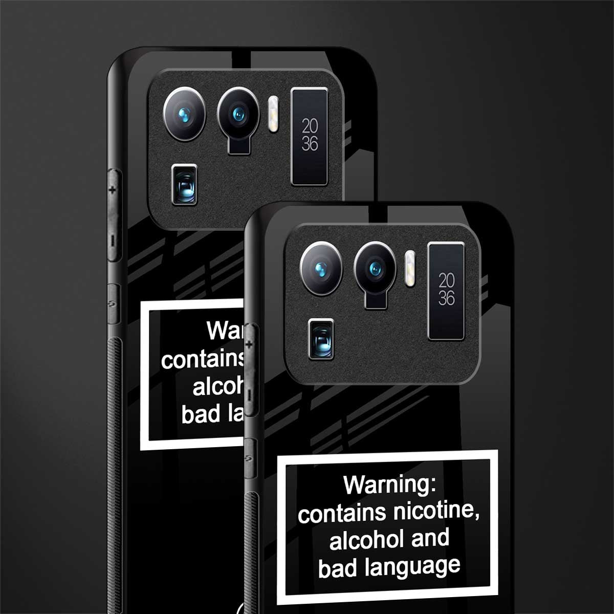 warning sign black edition glass case for mi 11 ultra 5g image-2