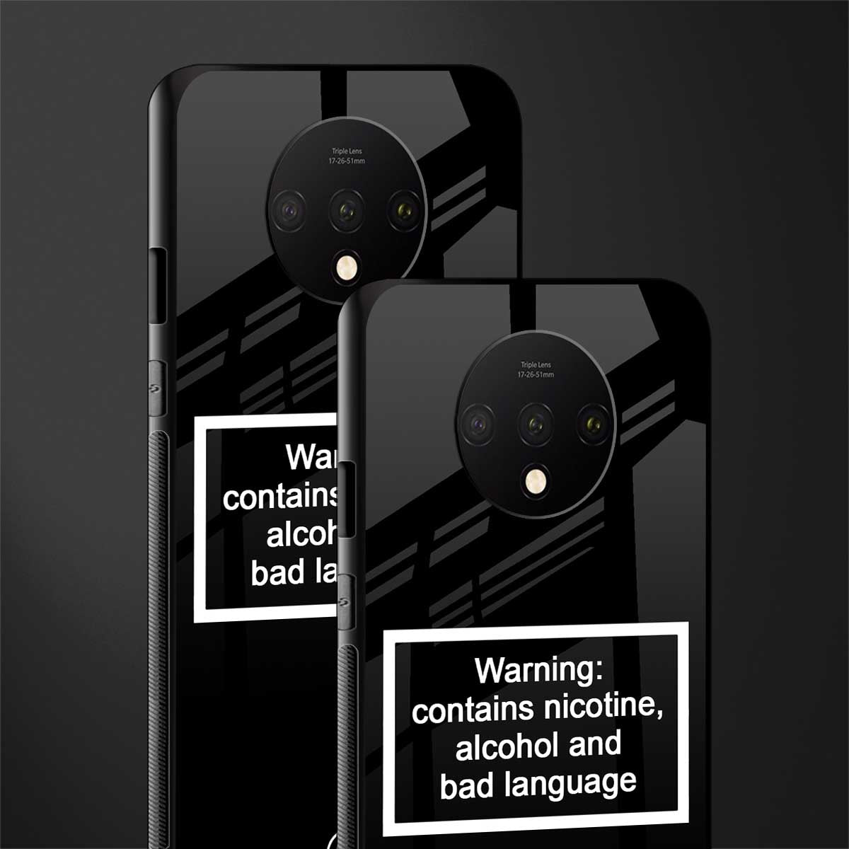 warning sign black edition glass case for oneplus 7t image-2
