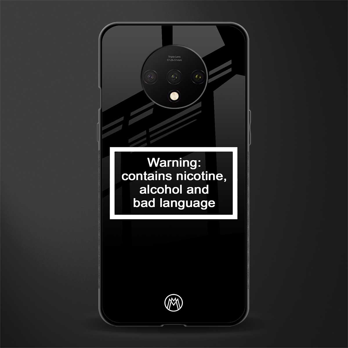 warning sign black edition glass case for oneplus 7t image