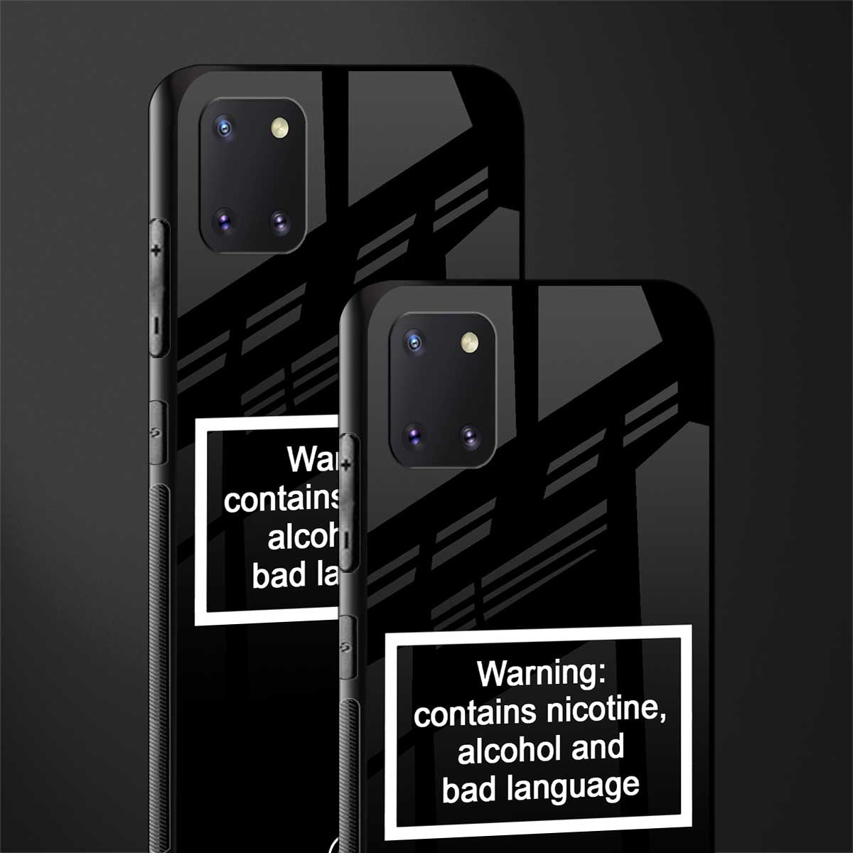 warning sign black edition glass case for samsung a81 image-2