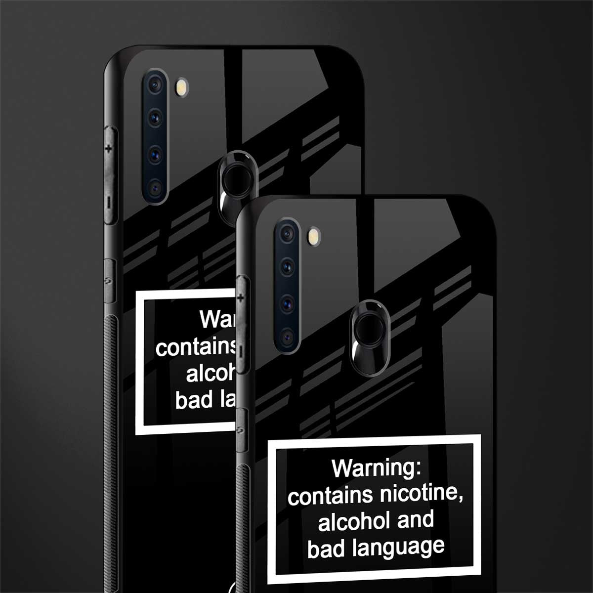 warning sign black edition glass case for samsung a21 image-2
