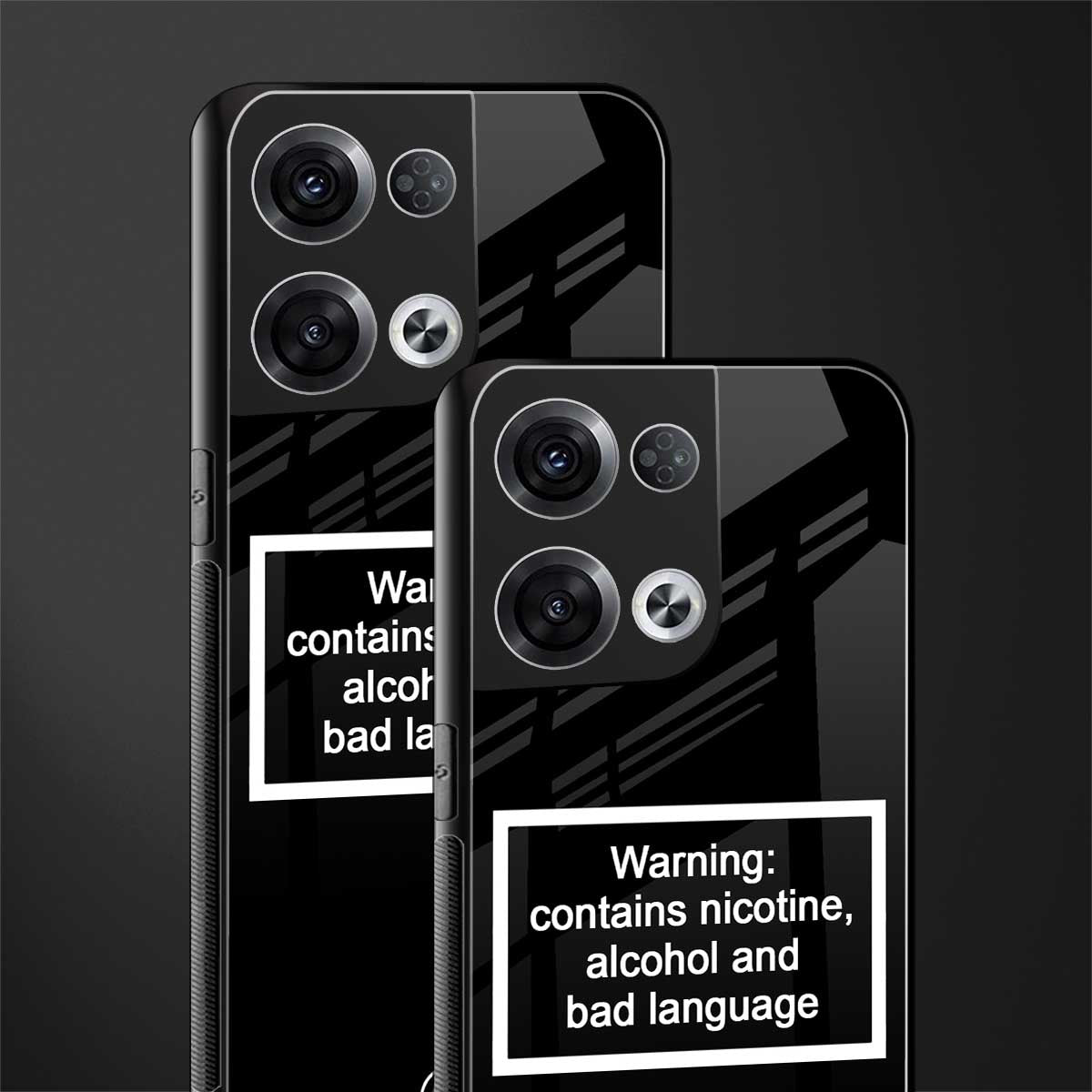warning sign black edition back phone cover | glass case for oppo reno 8