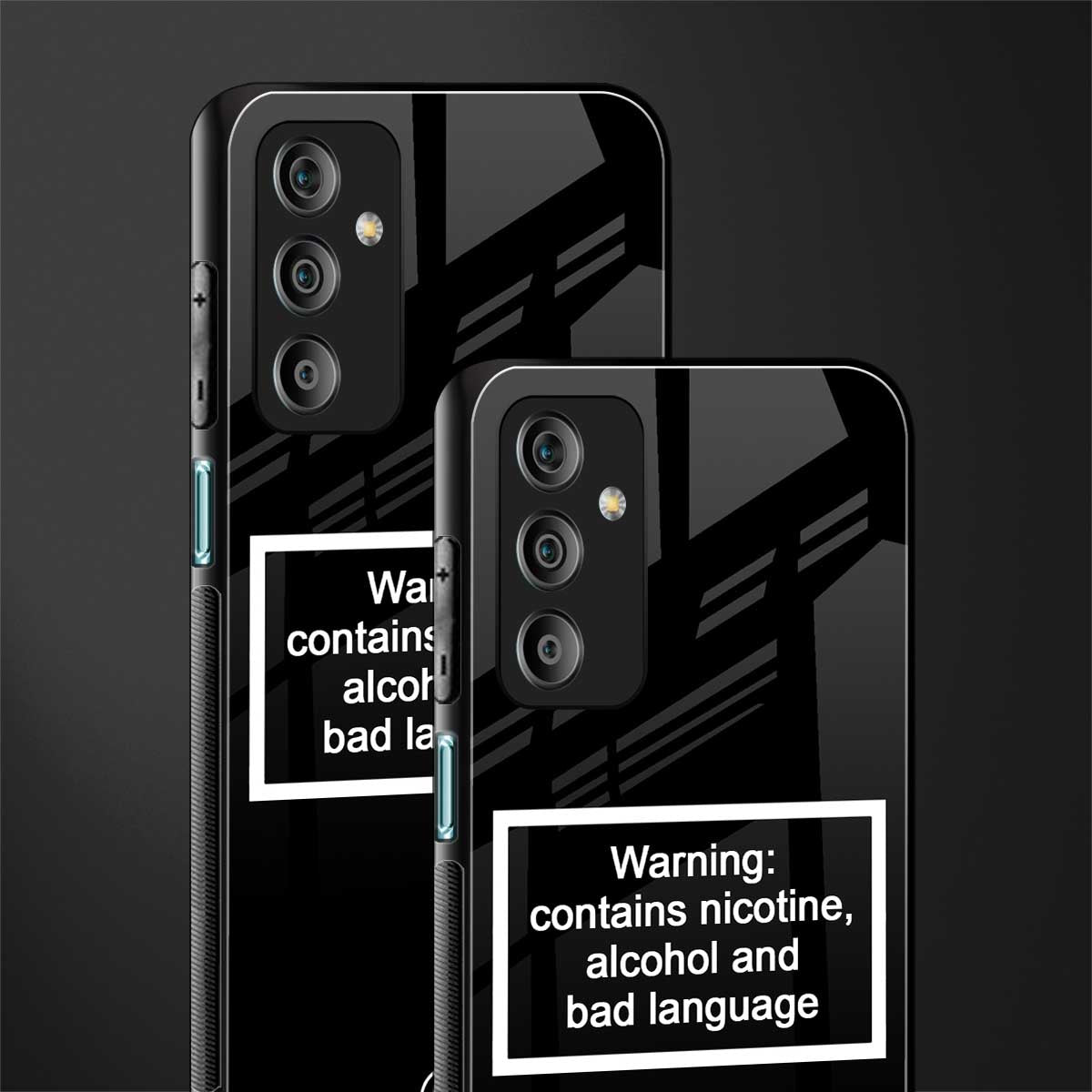 warning sign black edition back phone cover | glass case for samsung galaxy f23 5g