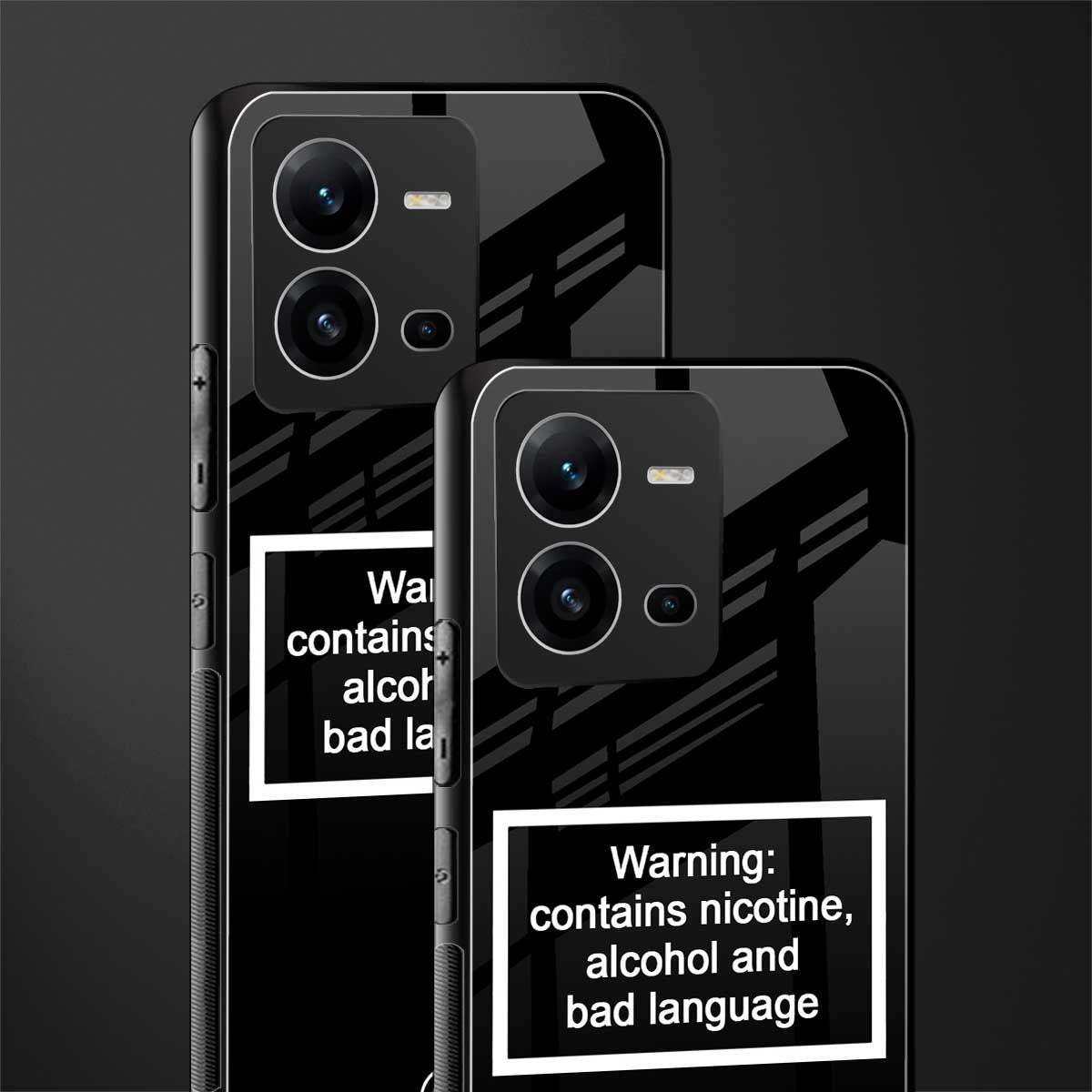 warning sign black edition back phone cover | glass case for vivo v25-5g