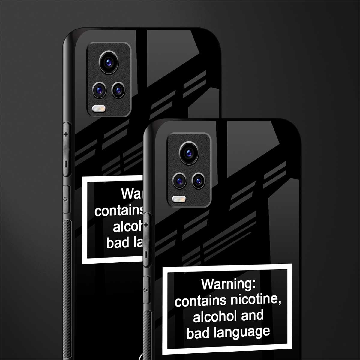 warning sign black edition back phone cover | glass case for vivo v21e 4g