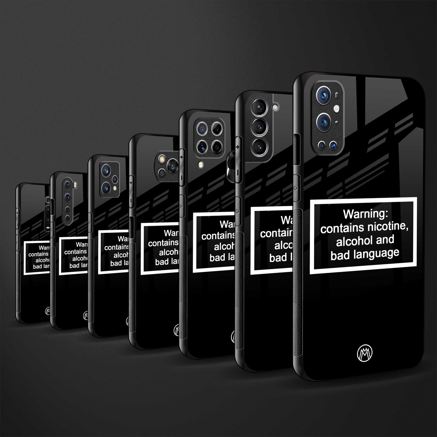 warning sign black edition back phone cover | glass case for vivo v25-5g