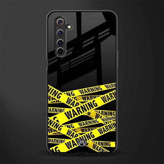 warning tape glass case for realme 6 image