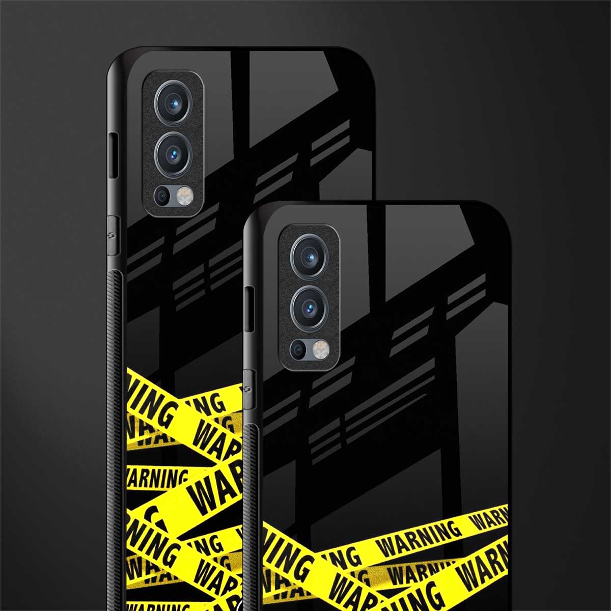 warning tape glass case for oneplus nord 2 5g image-2