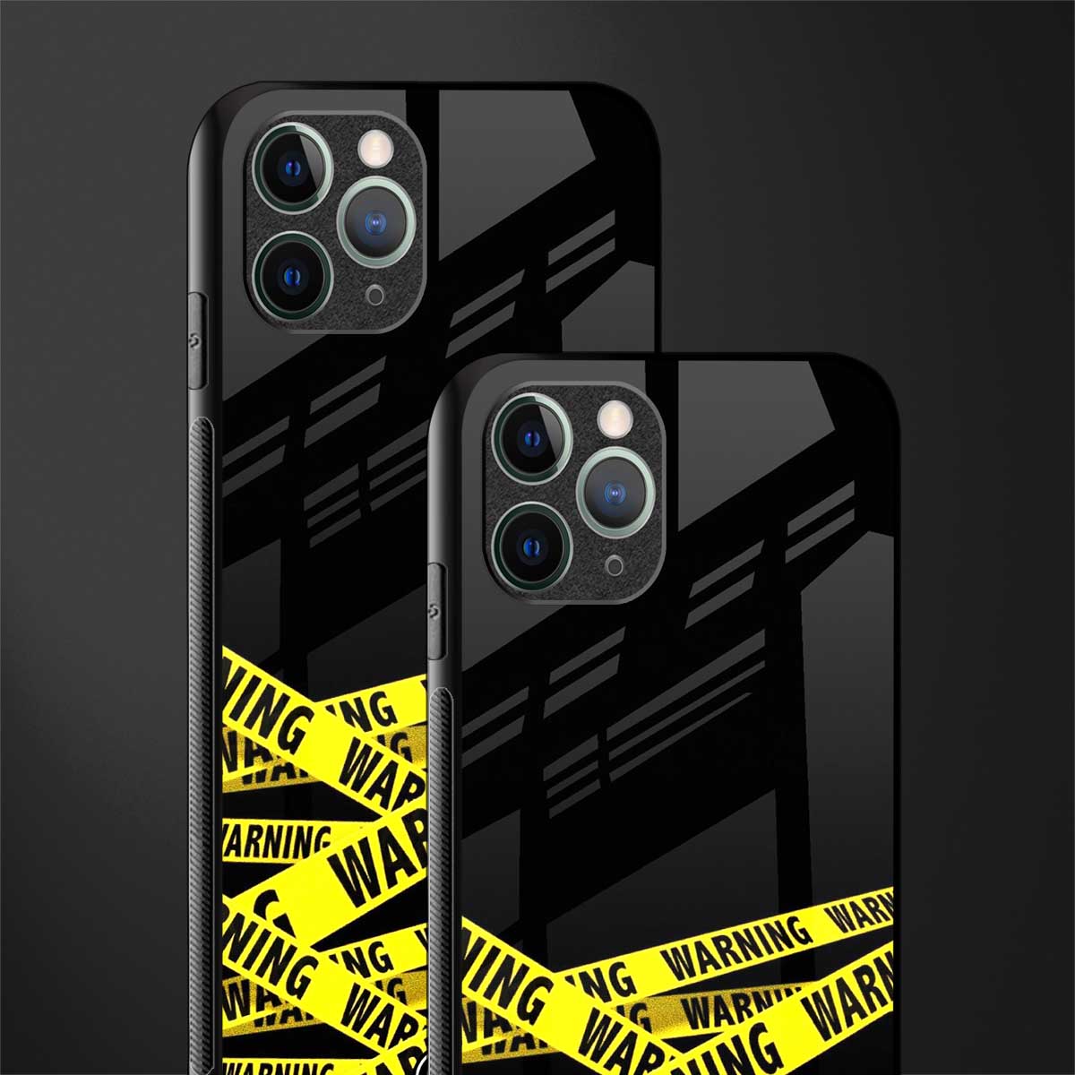 warning tape glass case for iphone 11 pro image-2