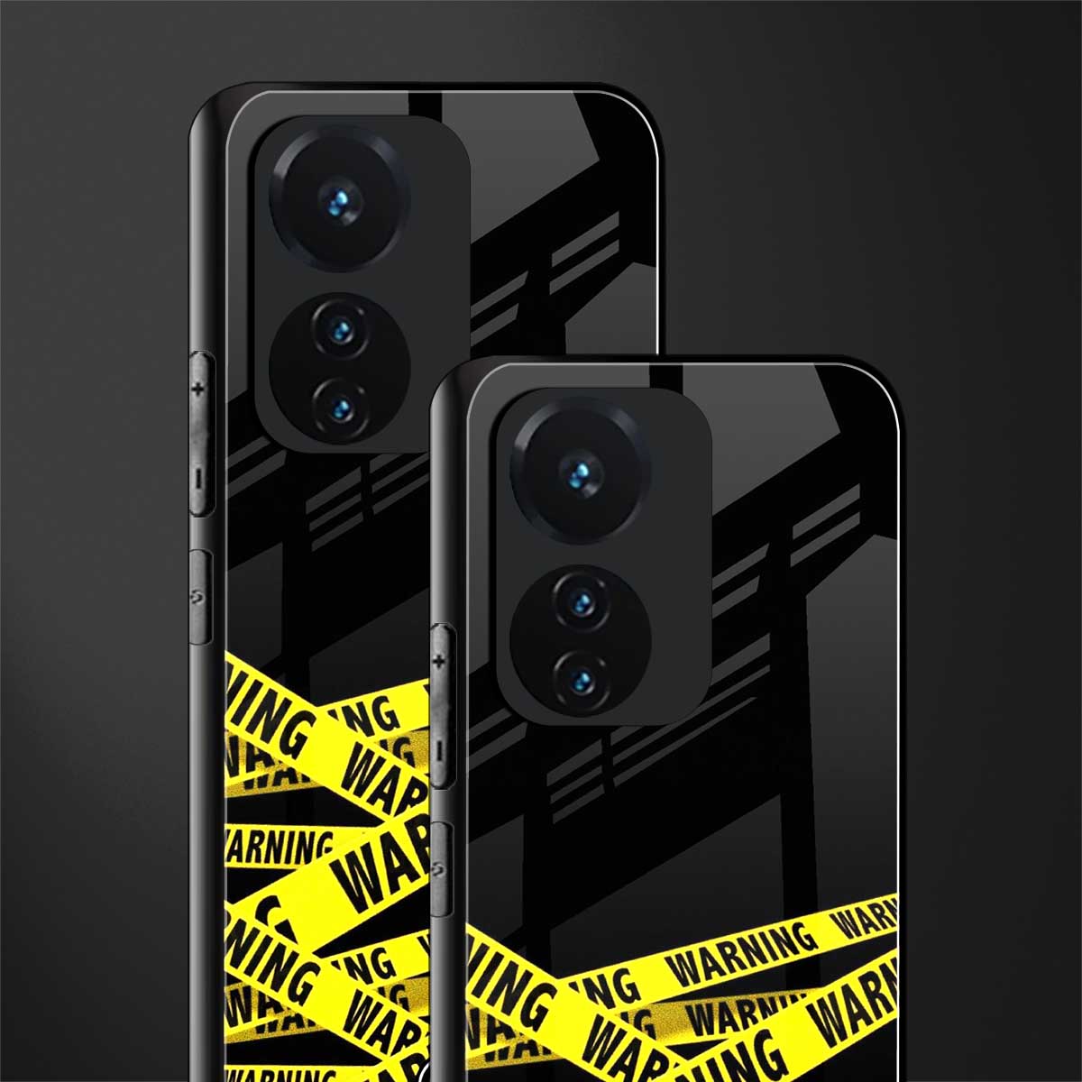 warning tape back phone cover | glass case for vivo t1 44w 4g