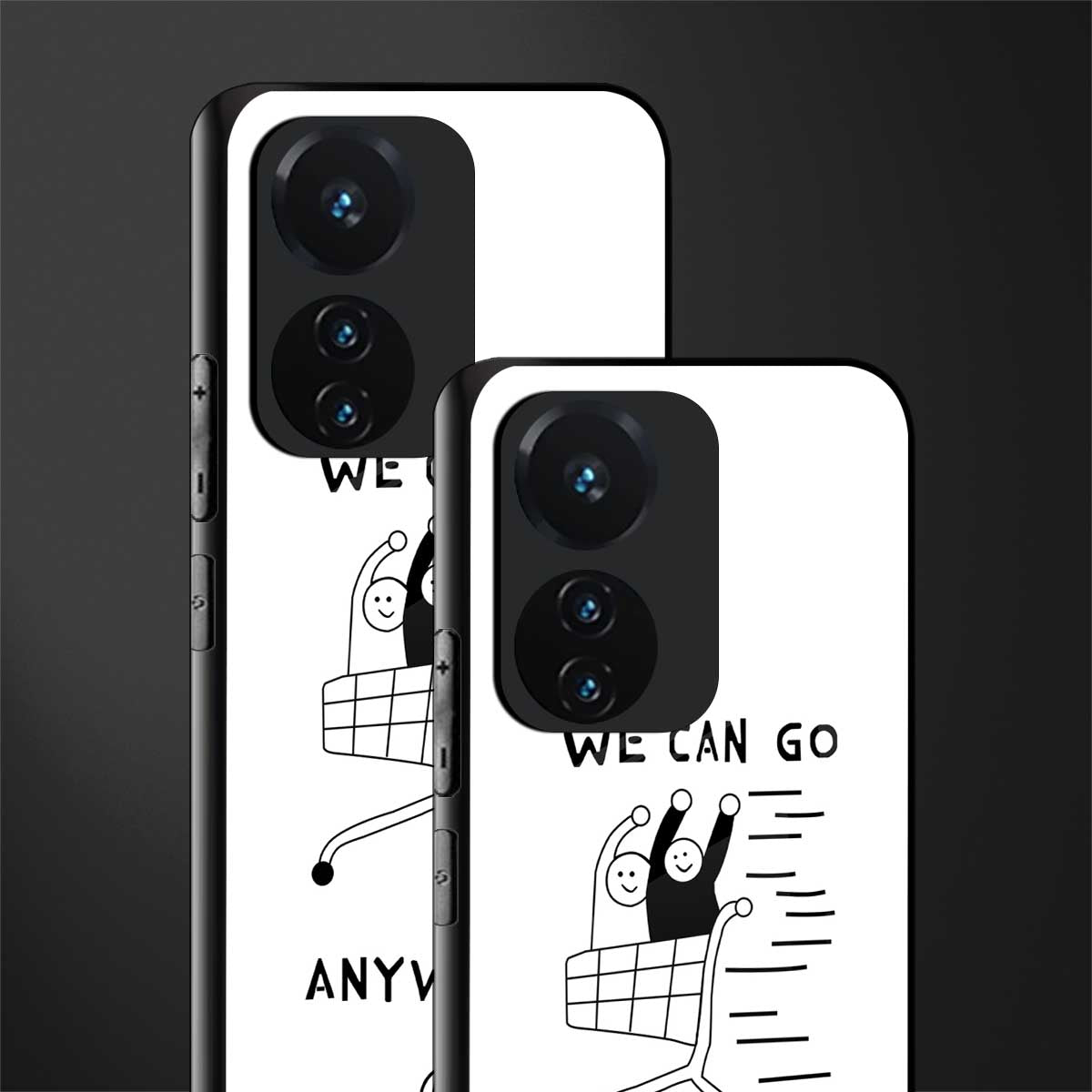 we can go anywhere back phone cover | glass case for vivo t1 44w 4g