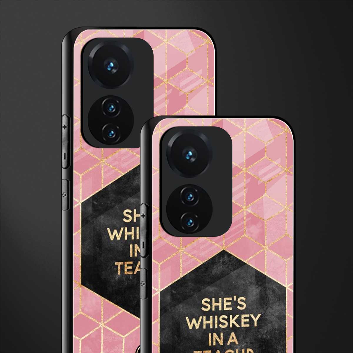 whiskey in a teacup back phone cover | glass case for vivo t1 44w 4g