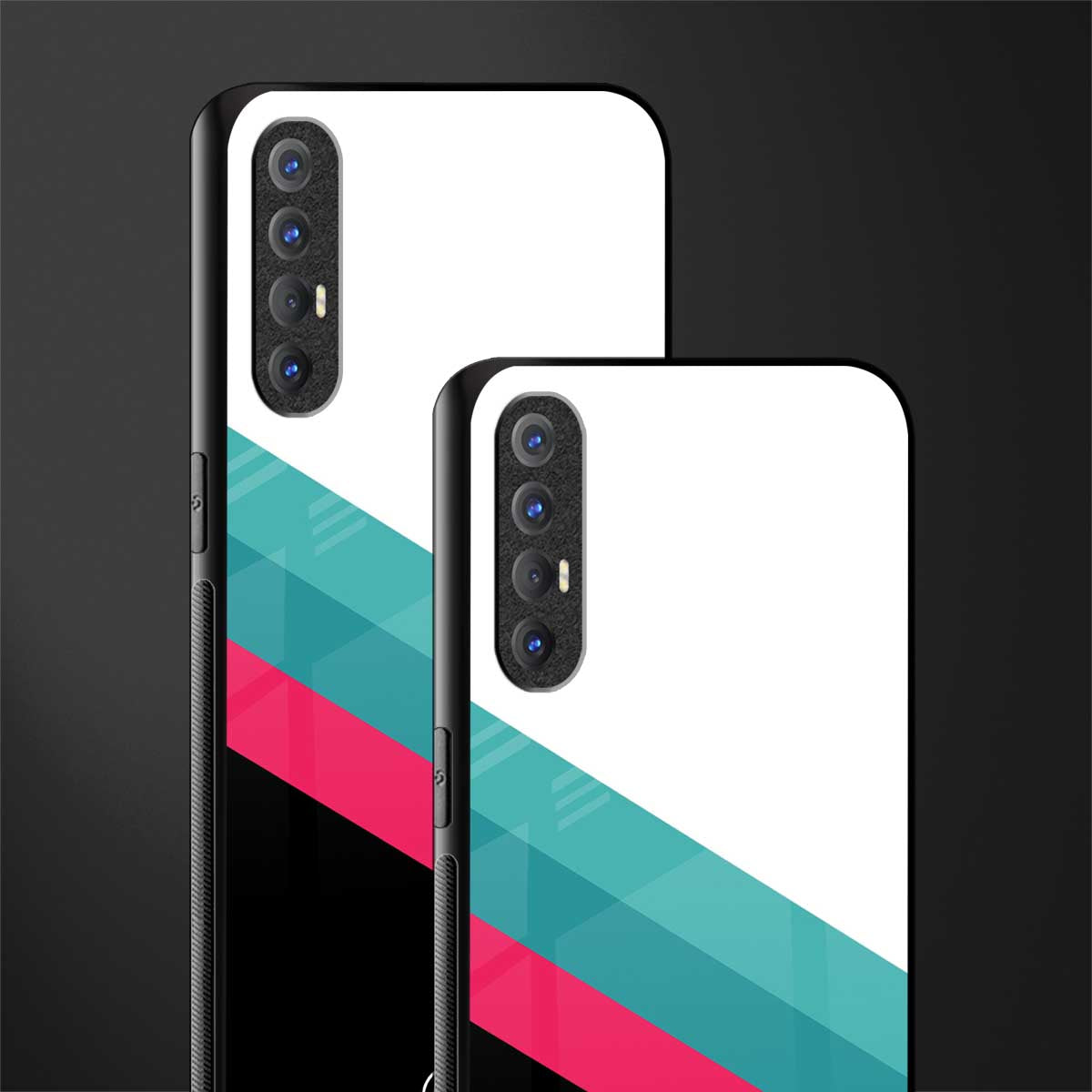 white green red pattern stripes glass case for oppo reno 3 pro image-2