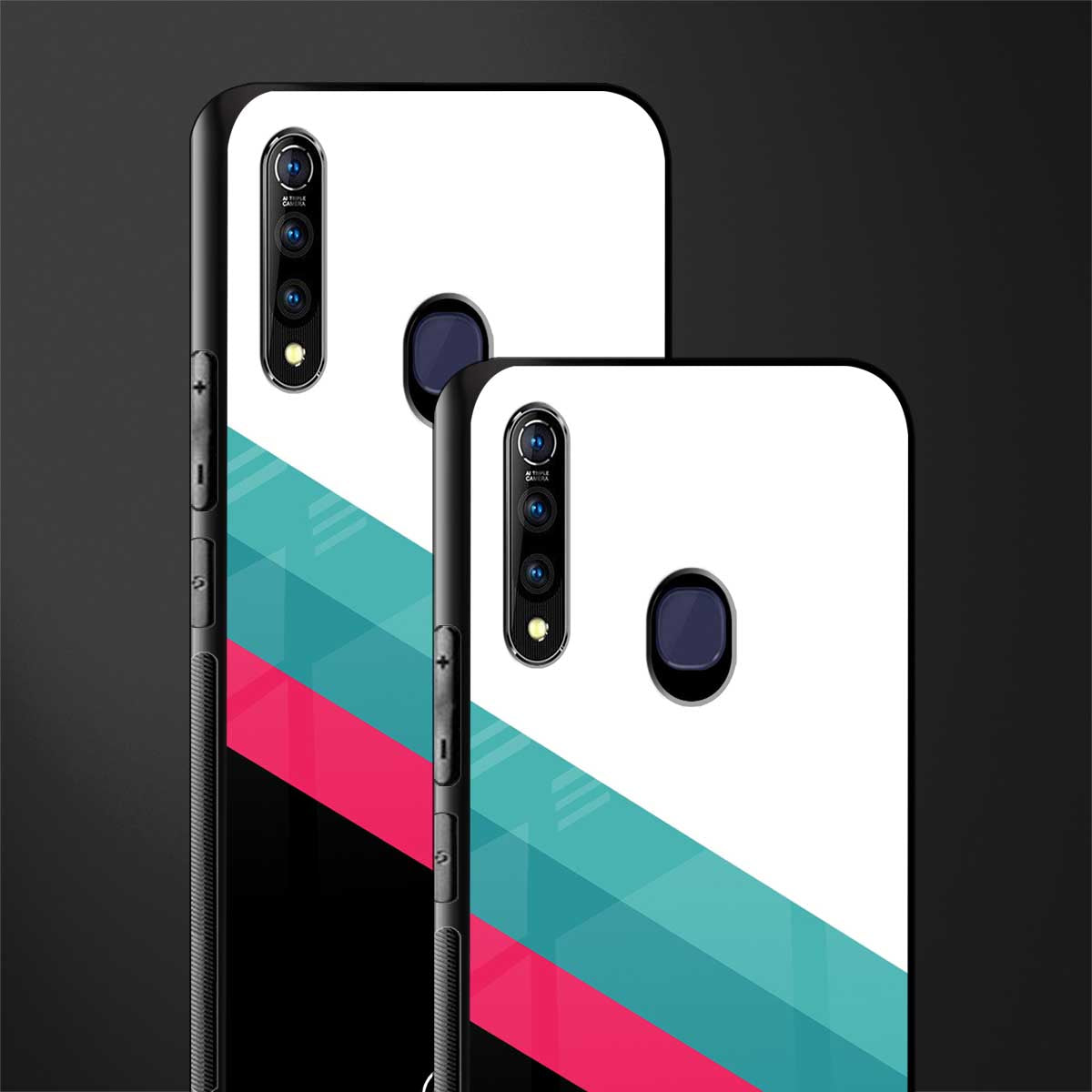 white green red pattern stripes glass case for vivo z1 pro image-2