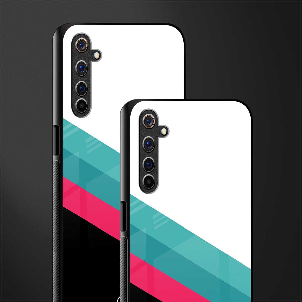 white green red pattern stripes glass case for realme 6i image-2