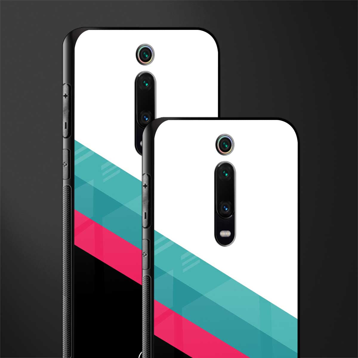 white green red pattern stripes glass case for redmi k20 image-2