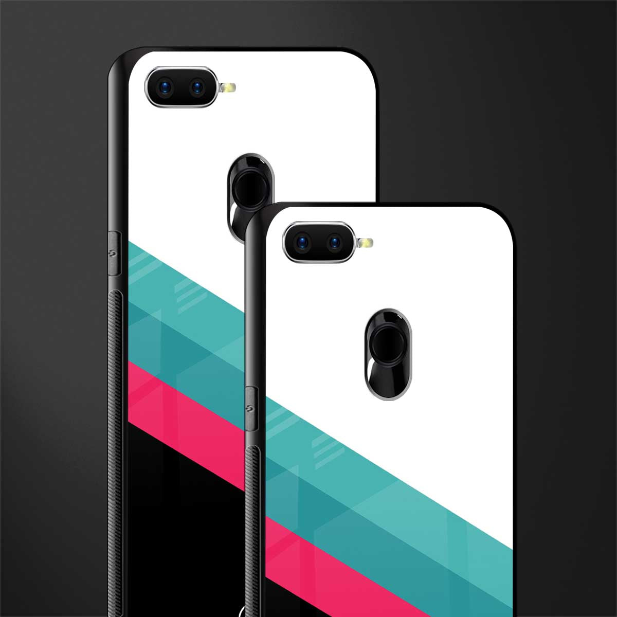 white green red pattern stripes glass case for oppo a7 image-2